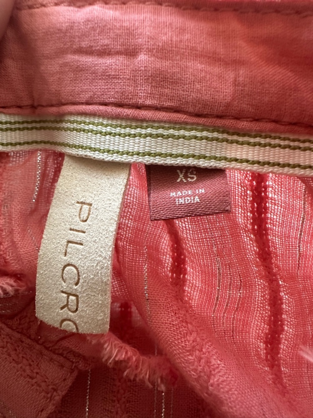 Pilcro by Anthropologie Women's Coral Stripe Button-Front Blouse Women’s Size XS - Picture 8 of 9